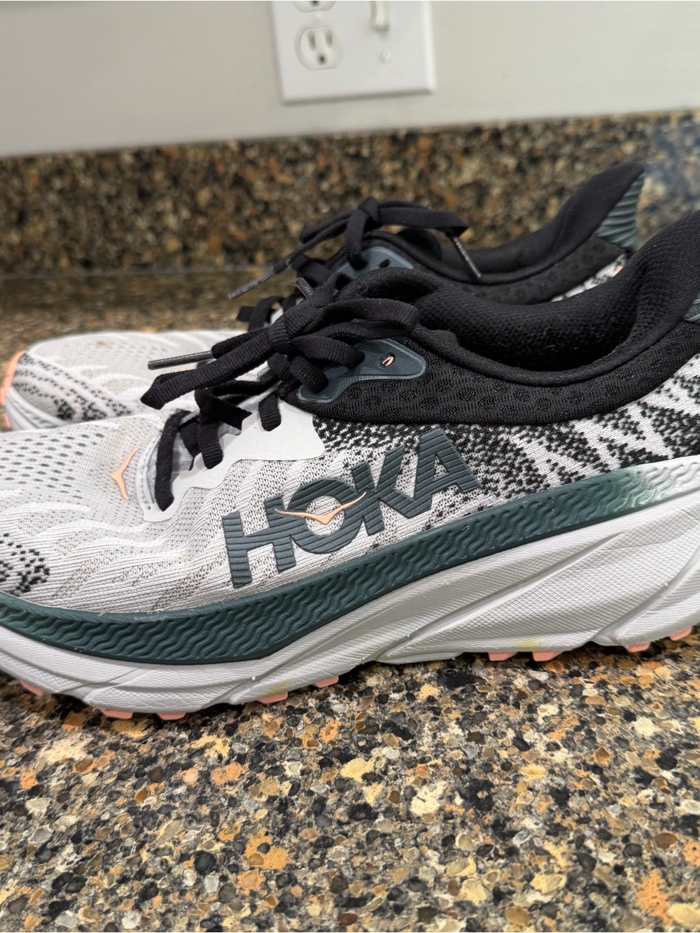 Hoka White, Black & gray challenger atr Lace-Up Running Shoes ladies 8